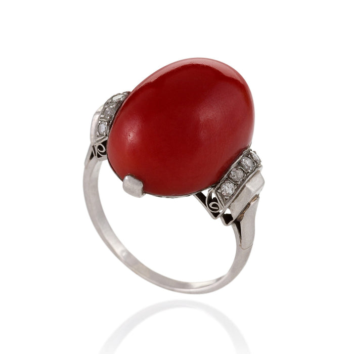 Red Coral Sterling Silver Ring (Design AC5) | GemPundit