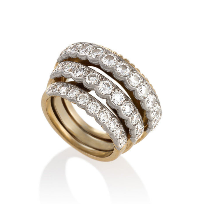 Macklowe Gallery Cartier Stepped Gold and Diamond Ring