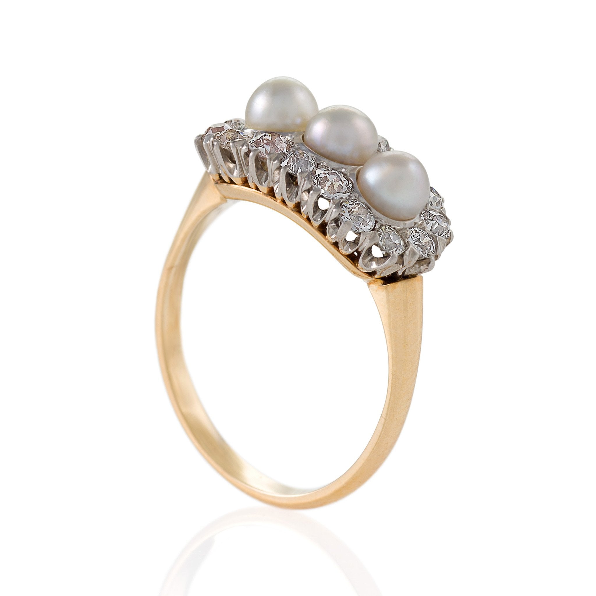 Triple Pearl and Diamond Ring