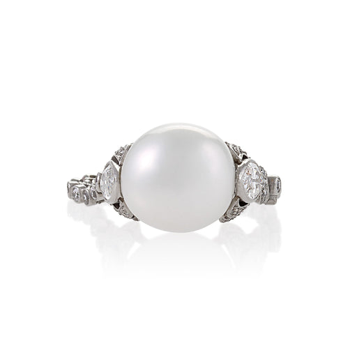 Macklowe Gallery Baroque Saltwater Pearl and Diamond Flexible Ring