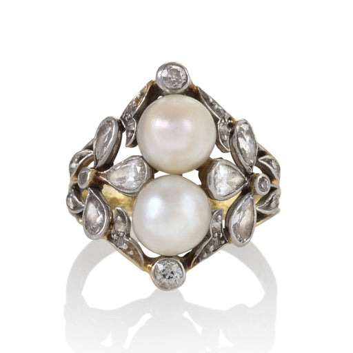 Macklowe Gallery Double Pearl and Diamond Ring