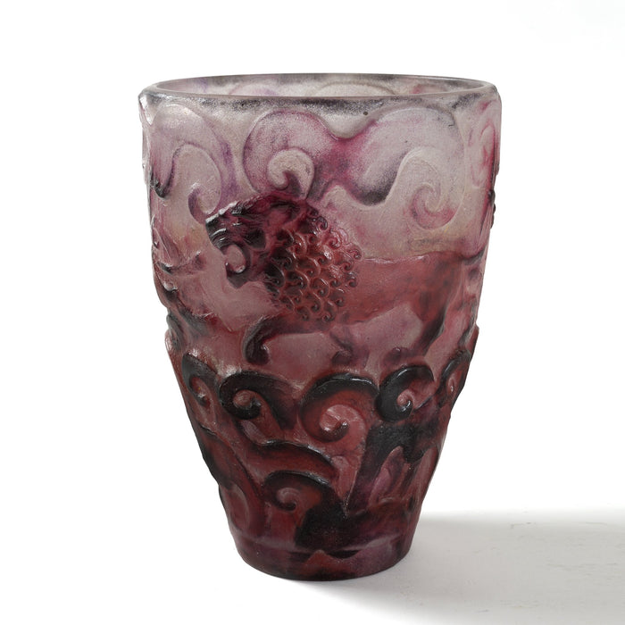 Macklowe Gallery Gabriel Argy-Rousseau Pâte de Verre "Lions" Glass Vase