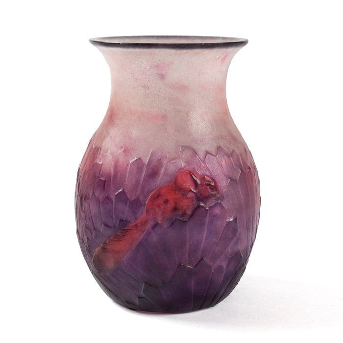 Gabriel Argy-Rousseau "Ecureuils Dans L'Herbe" Pâte de Verre Glass Vase