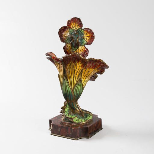 Macklowe Gallery Henri Godet Enameled Bronze "Femme Fleur" Sculpture