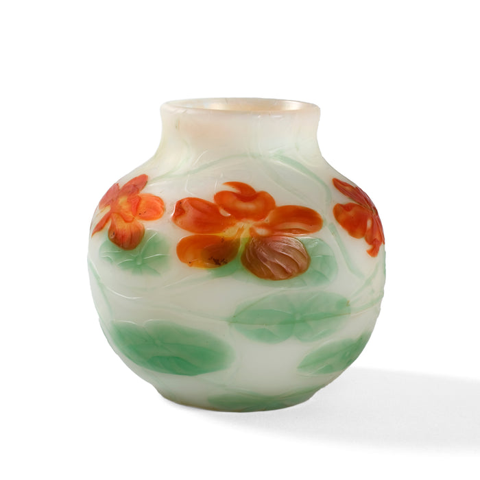 Tiffany Studios New York Wheel-Carved "Nasturtium" Favrile Glass Vase