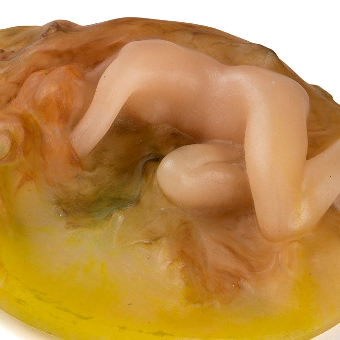 Amalric Walter and Alfred Finot "La Femme Couchée" Pâte de Verre Glass Paperweight